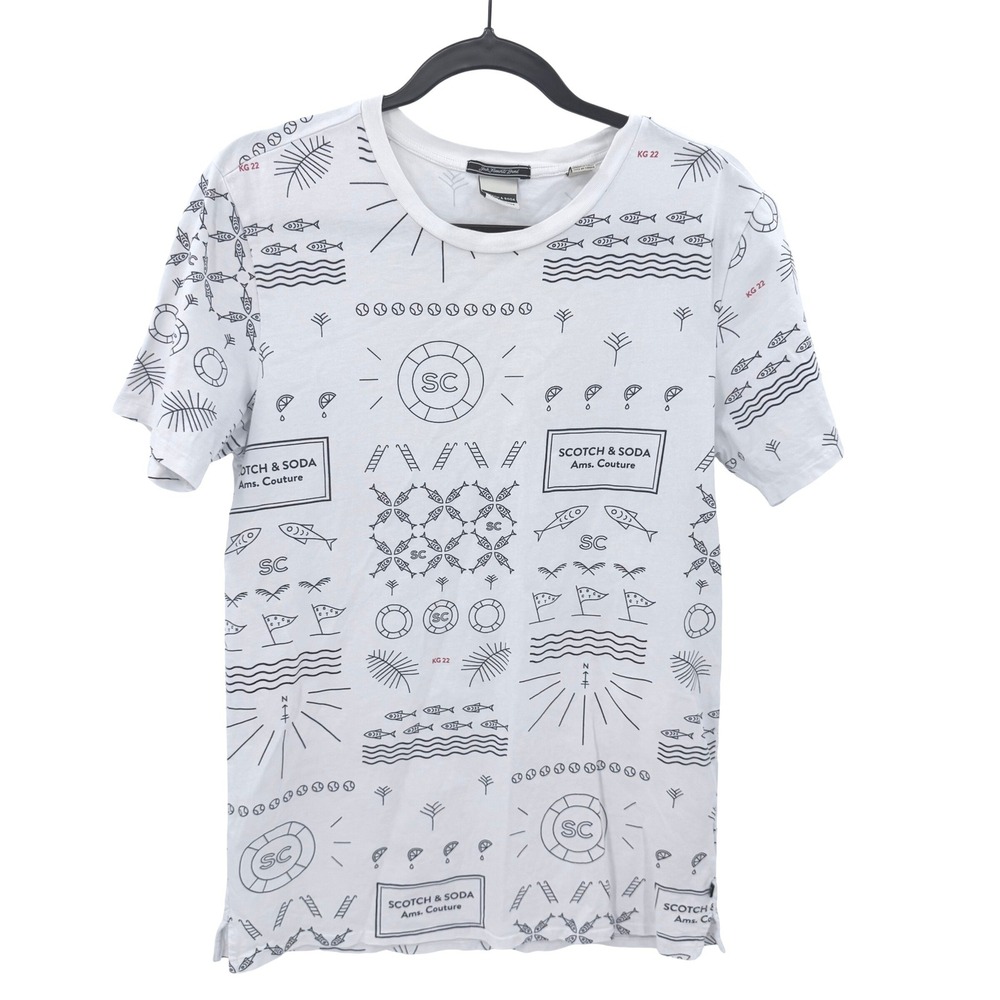 Scotch & Soda Mens White The Poolside Nautical Graphic T-Shirt Size M 149055